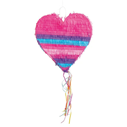 Piñata con forma de corazón, azul y rosa, 40 cm