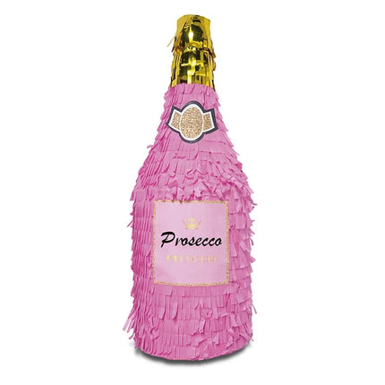 Piñata con forma de botella de champán, rosa, 50 cm