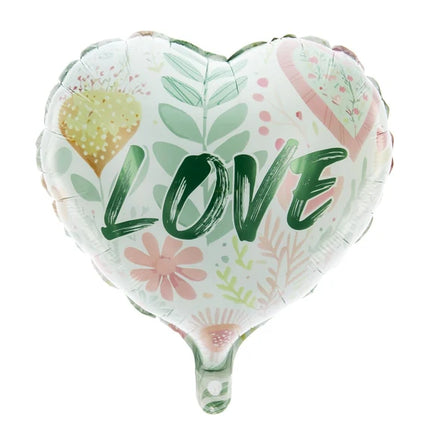 Globo de helio «Love» con corazón verde, sin gas, 45 cm