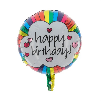 Globo de helio de «Feliz cumpleaños» con nube arcoíris, sin gas, 45 cm