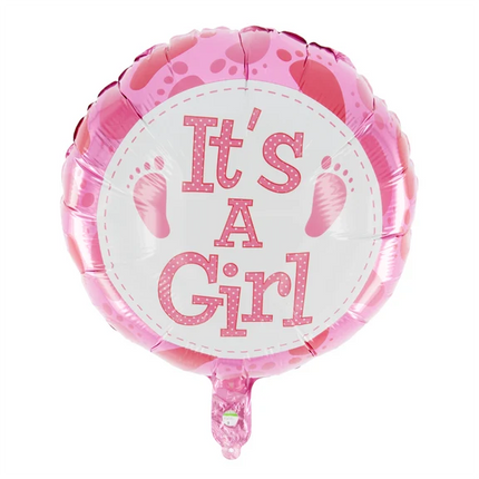 Globo de helio «It's a Girl», rosa, sin gas, 45 cm