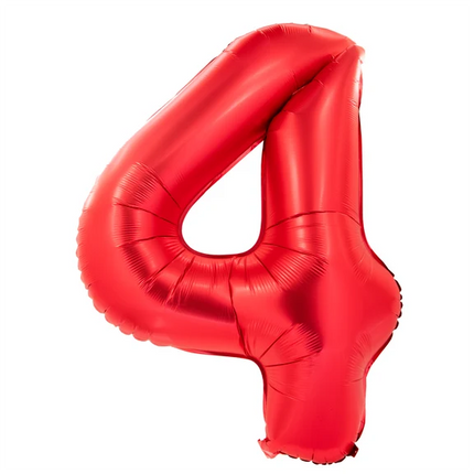 Globo con el número 4, rojo, 1 m