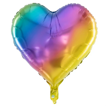 Globo de helio con forma de corazón y arcoíris, sin gas, 45 cm