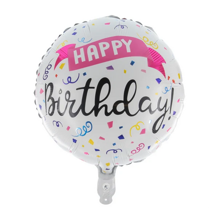 Globo de helio de «Feliz cumpleaños» con confeti, sin llenar, 45 cm