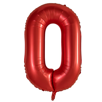 Globo con el número 0, rojo, 1 m
