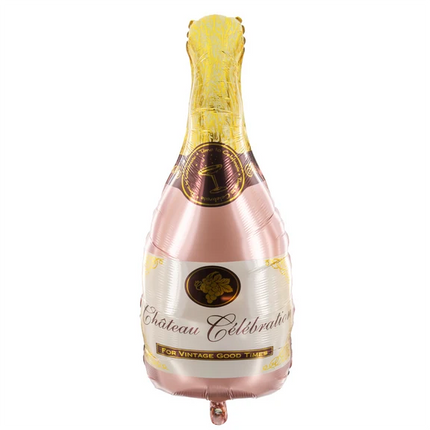 Globo de helio rosa con forma de botella de champán, vacío, 49 cm