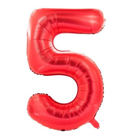 Globo con el número 5, rojo, 1 m