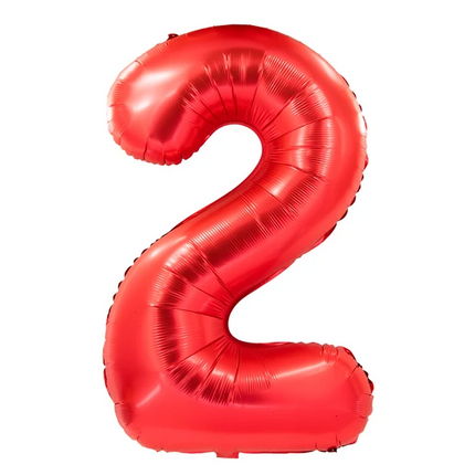 Globo con el número 2, rojo, 1 m