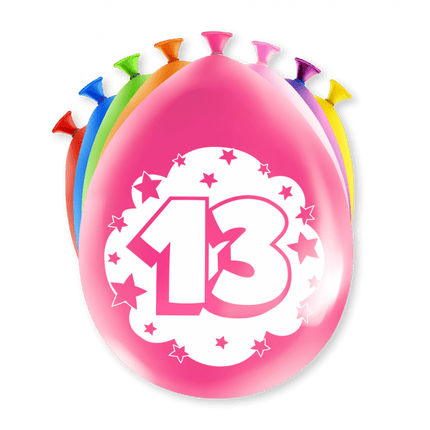 Ballonnen 13 Jaar Meerkleurig 30cm 8st van Paper Dreams koop je bij Partywinkel