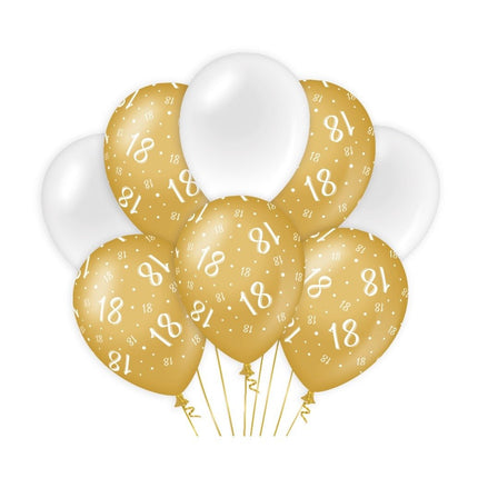 Ballonnen 18 Jaar Goud Wit 30cm 8st van Paper Dreams koop je bij Partywinkel