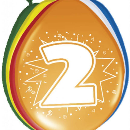 Ballonnen 2 Jaar 30cm 8st - Partywinkel - 8714572082020
