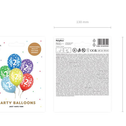 Ballonnen 2 Jaar Gekleurd Metallic 30cm 6st van Partydeco koop je bij Partywinkel