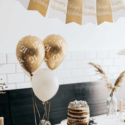 Ballonnen 25 Jaar Goud Wit 30cm 8st van Paper Dreams koop je bij Partywinkel