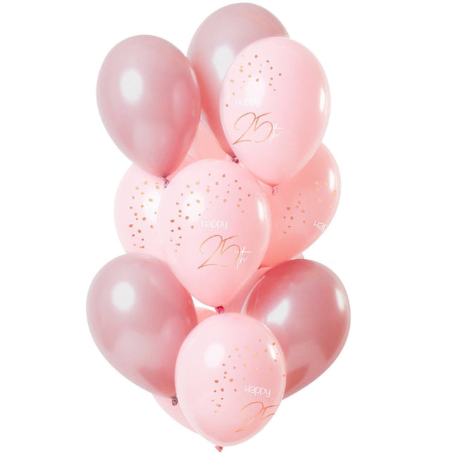 Ballonnen 25 Jaar Rose Goud 30cm 12st van Folat koop je bij Partywinkel