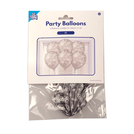 Ballonnen 25 Jaar Zilver 30cm 6st van Paper Dreams koop je bij Partywinkel
