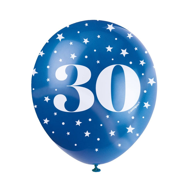Ballonnen 30 Jaar Confetti 30cm 5st van Unique koop je bij Partywinkel