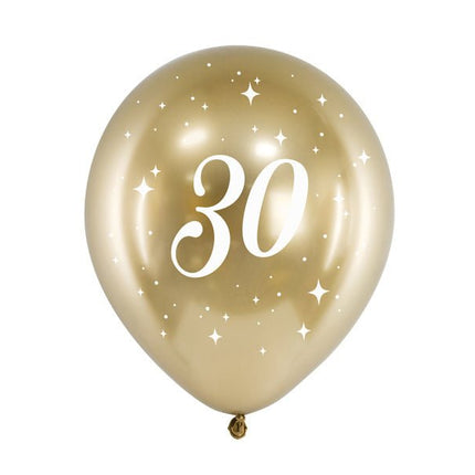 Ballonnen 30 Jaar Goud 30cm 6st van Partydeco koop je bij Partywinkel