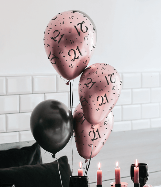 Ballonnen 30 Jaar Rose Zwart 30cm 8st van Paper Dreams koop je bij Partywinkel