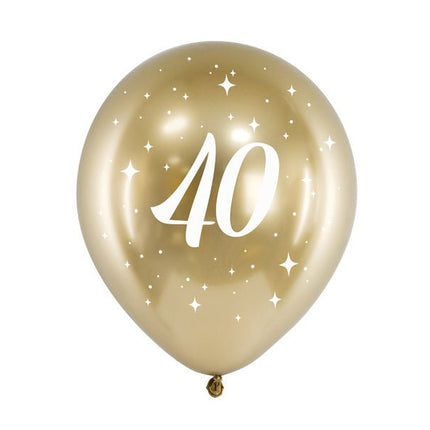 Ballonnen 40 Jaar Goud 30cm 6st van Partydeco koop je bij Partywinkel