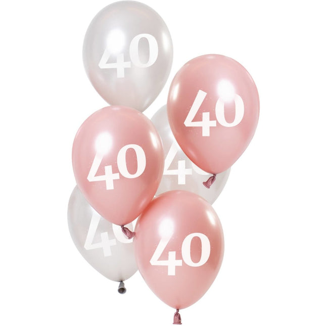Ballonnen 40 Jaar Roze 23cm 6st van Folat koop je bij Partywinkel