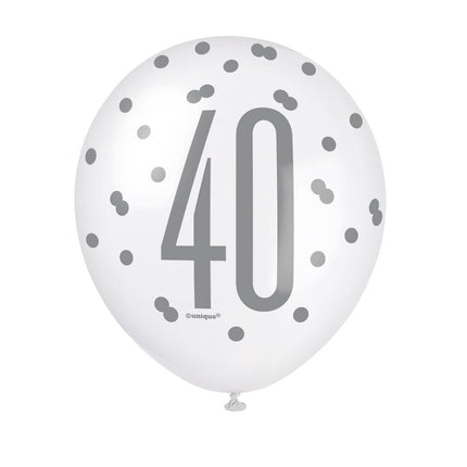 Ballonnen 40 Jaar Stippen 30cm 6st van Unique koop je bij Partywinkel