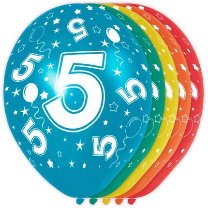 Ballonnen 5 Jaar Versiering 30cm 5st van Folat koop je bij Partywinkel