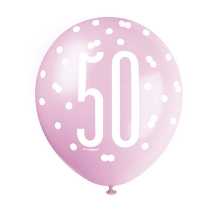 Ballonnen 50 Jaar Stippen 30cm 6st van Unique koop je bij Partywinkel