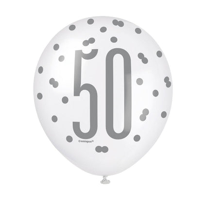 Ballonnen 50 Jaar Stippen 30cm 6st van Unique koop je bij Partywinkel