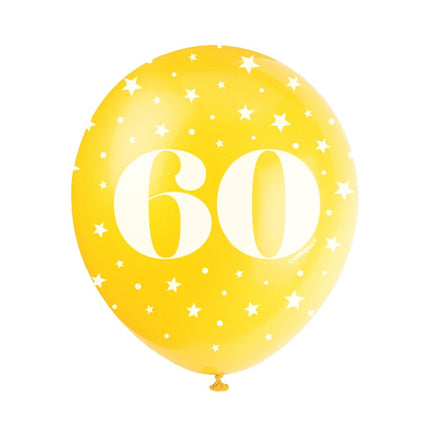 Ballonnen 60 Jaar Confetti 30cm 5st van Unique koop je bij Partywinkel