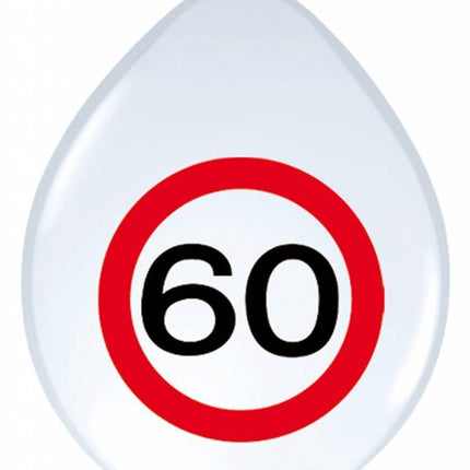 Ballonnen 60 Jaar Verkeersbord 30cm 8st - Partywinkel - 8714572053853