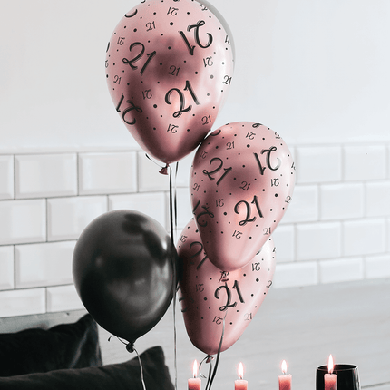 Ballonnen 65 Jaar Rose Zwart 30cm 8st van Paper Dreams koop je bij Partywinkel