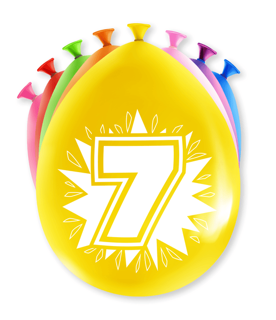 Ballonnen 7 Jaar Hoera 30cm 8st van Paper Dreams koop je bij Partywinkel