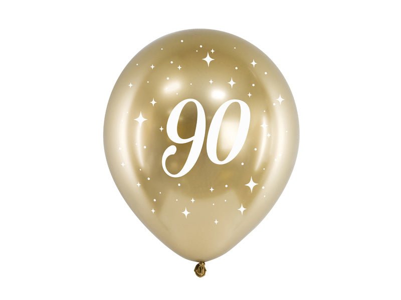 Ballonnen 90 Jaar Goud 30cm 6st van Partydeco koop je bij Partywinkel