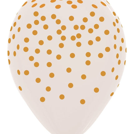 Ballonnen Confetti Gold Print Clear 30cm 25st van Sempertex koop je bij Partywinkel