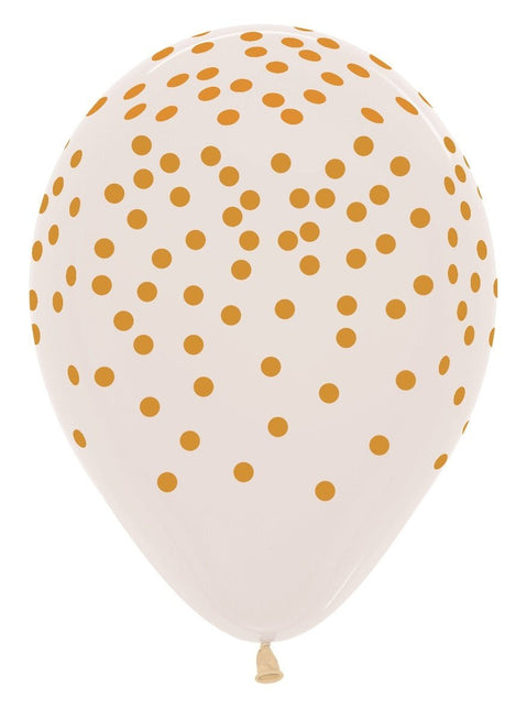 Ballonnen Confetti Gold Print Clear 30cm 25st van Sempertex koop je bij Partywinkel