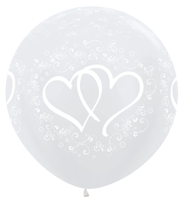 Ballonnen Entwinted Hearts Pearl White 91cm 2st van Sempertex koop je bij Partywinkel