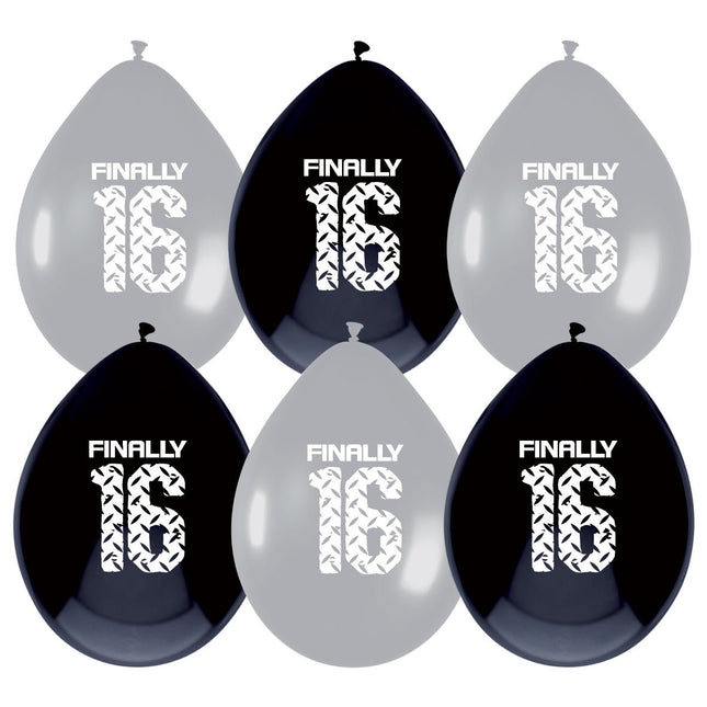 Ballonnen Finally 16 30cm 6st van Haza Witbaard koop je bij Partywinkel
