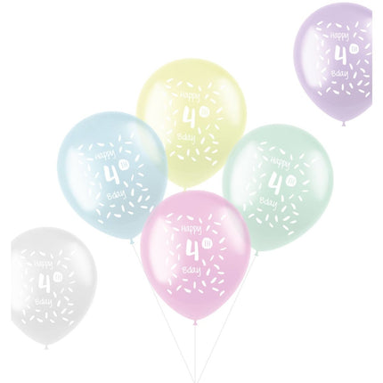 Ballonnen Happy 4Th Bday 33cm 6st van Folat koop je bij Partywinkel