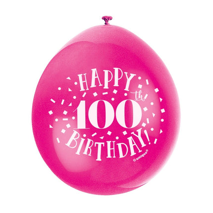Ballonnen Happy Birthday 100 Jaar 28cm 10st van Unique koop je bij Partywinkel