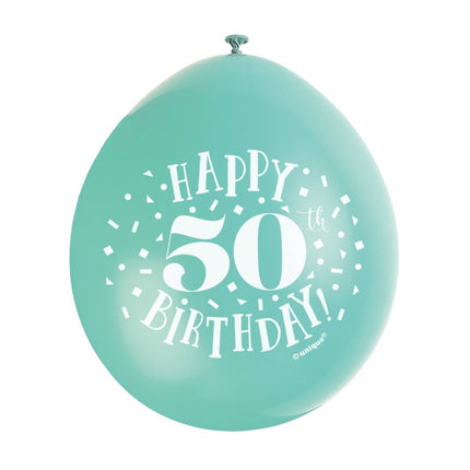 Ballonnen Happy Birthday 50 Jaar 28cm 10st van Unique koop je bij Partywinkel