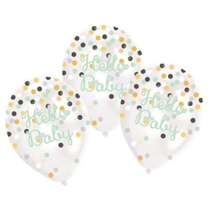 Ballonnen Hello Baby Confetti 27,5cm 6st van Riethmueller koop je bij Partywinkel