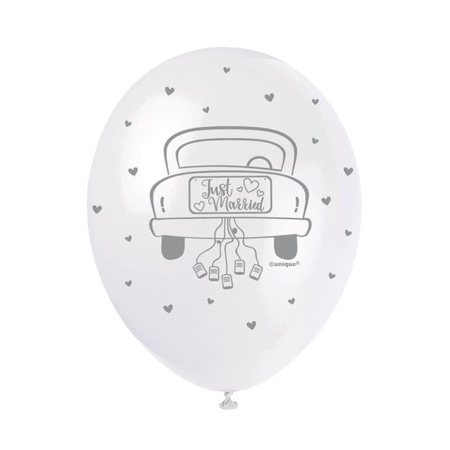 Ballonnen Just Married 30cm 5st van Unique koop je bij Partywinkel