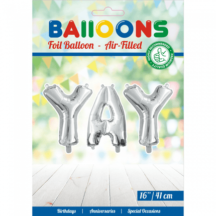 Ballonnen Letter Set Yay Zilver 41cm van WeFiesta koop je bij Partywinkel