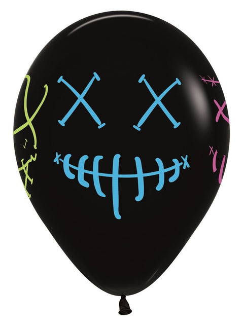 Ballonnen Masks Neon Ink Black 30cm 25st van Sempertex koop je bij Partywinkel