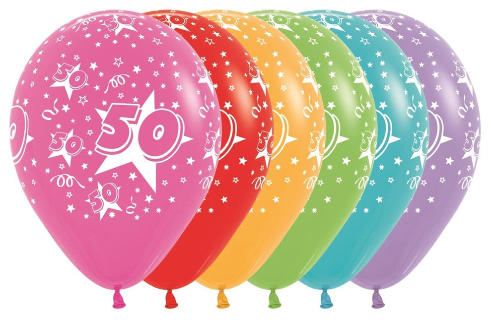 Ballonnen Number 50 Mix 30cm 25st van Sempertex koop je bij Partywinkel