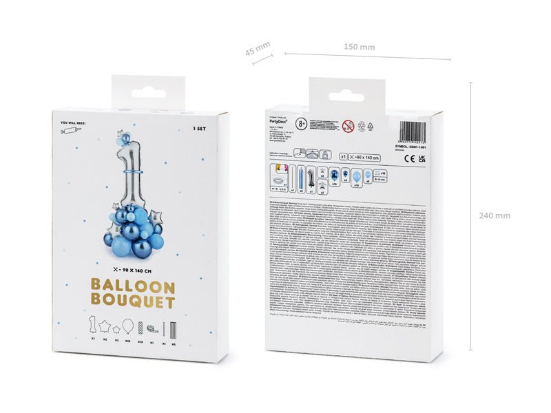 Ballonnen Set 1 Jaar Blauw 1,4m van Partydeco koop je bij Partywinkel