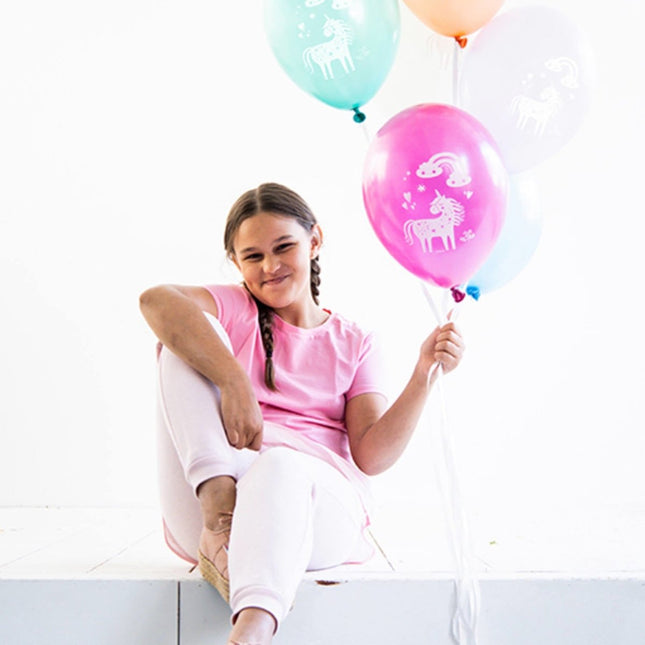 Ballonnen Unicorn & Regenboog 33cm 6st van Folat koop je bij Partywinkel