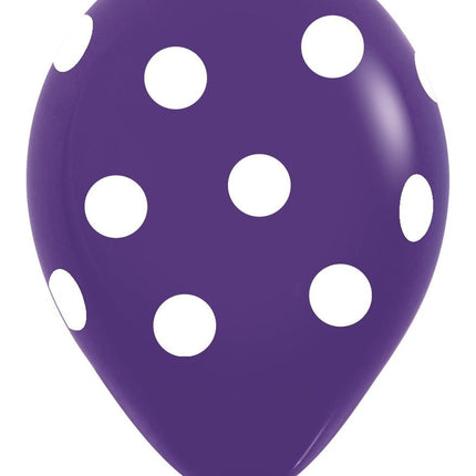 Ballonnen White Polka Dots Mix 30cm 25st van Sempertex koop je bij Partywinkel