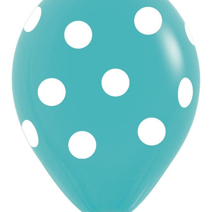 Ballonnen White Polka Dots Mix 30cm 25st van Sempertex koop je bij Partywinkel