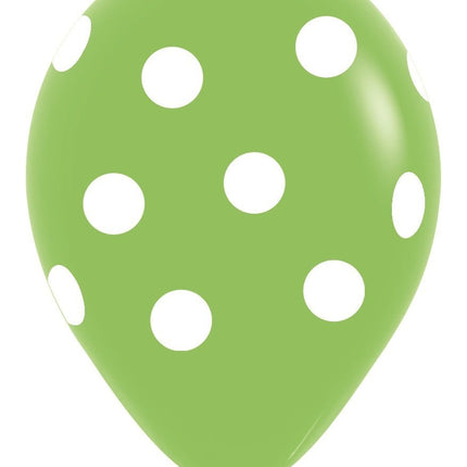 Ballonnen White Polka Dots Mix 30cm 25st van Sempertex koop je bij Partywinkel